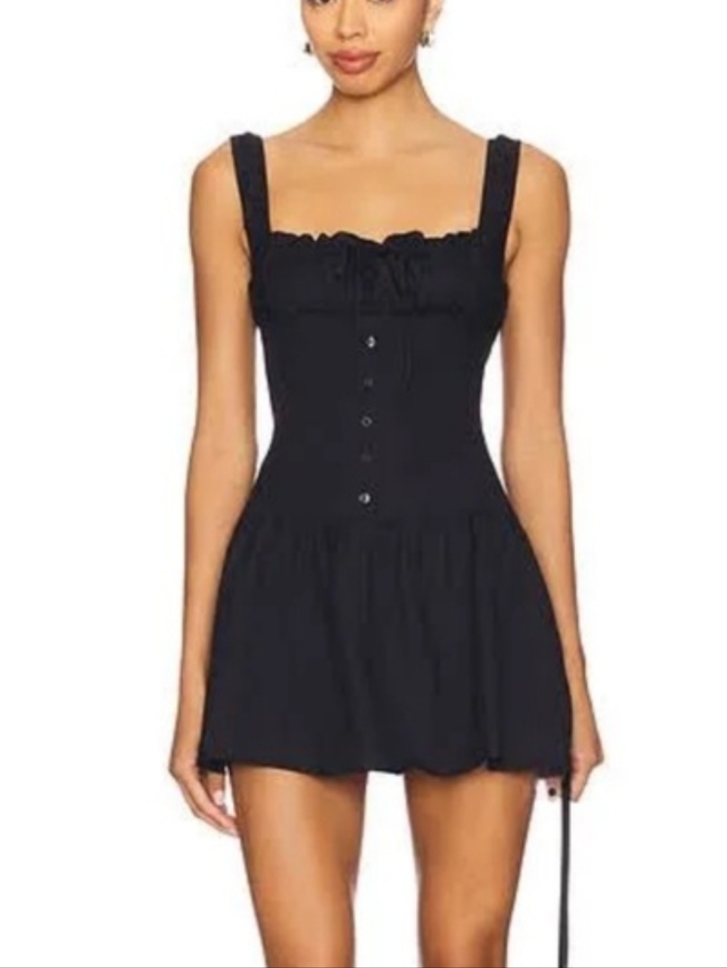 Lioness Black Mini Dress With Button Front